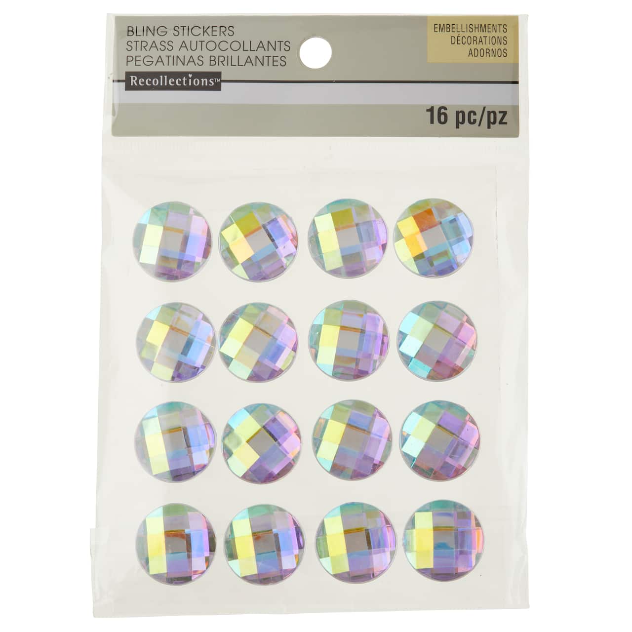 12 Packs: 16 ct. (192 total) Iridescent Rhinestone Stickers by Recollections™